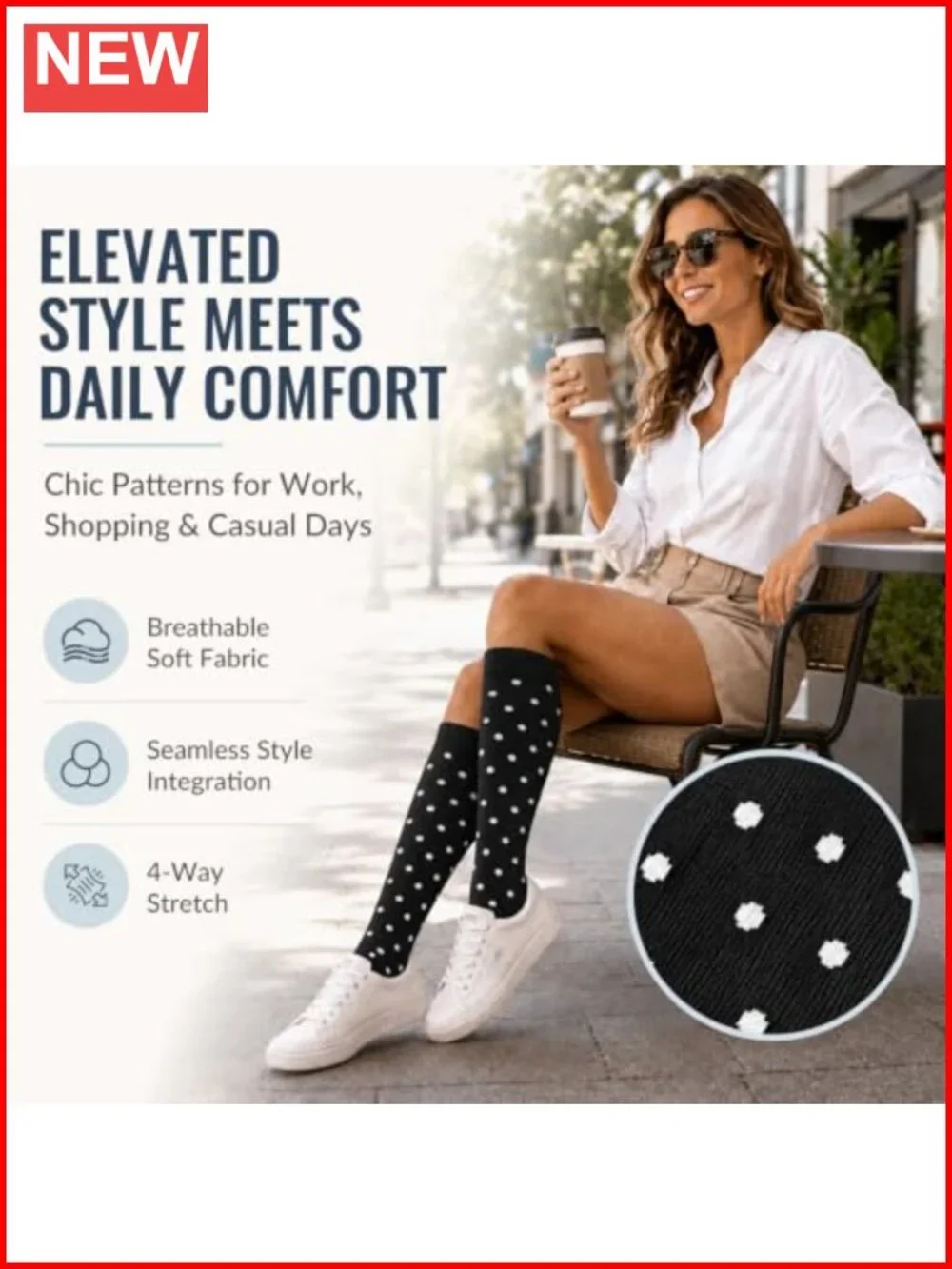 6 Pairs Copper Compression Socks for Running Recovery Knee-High